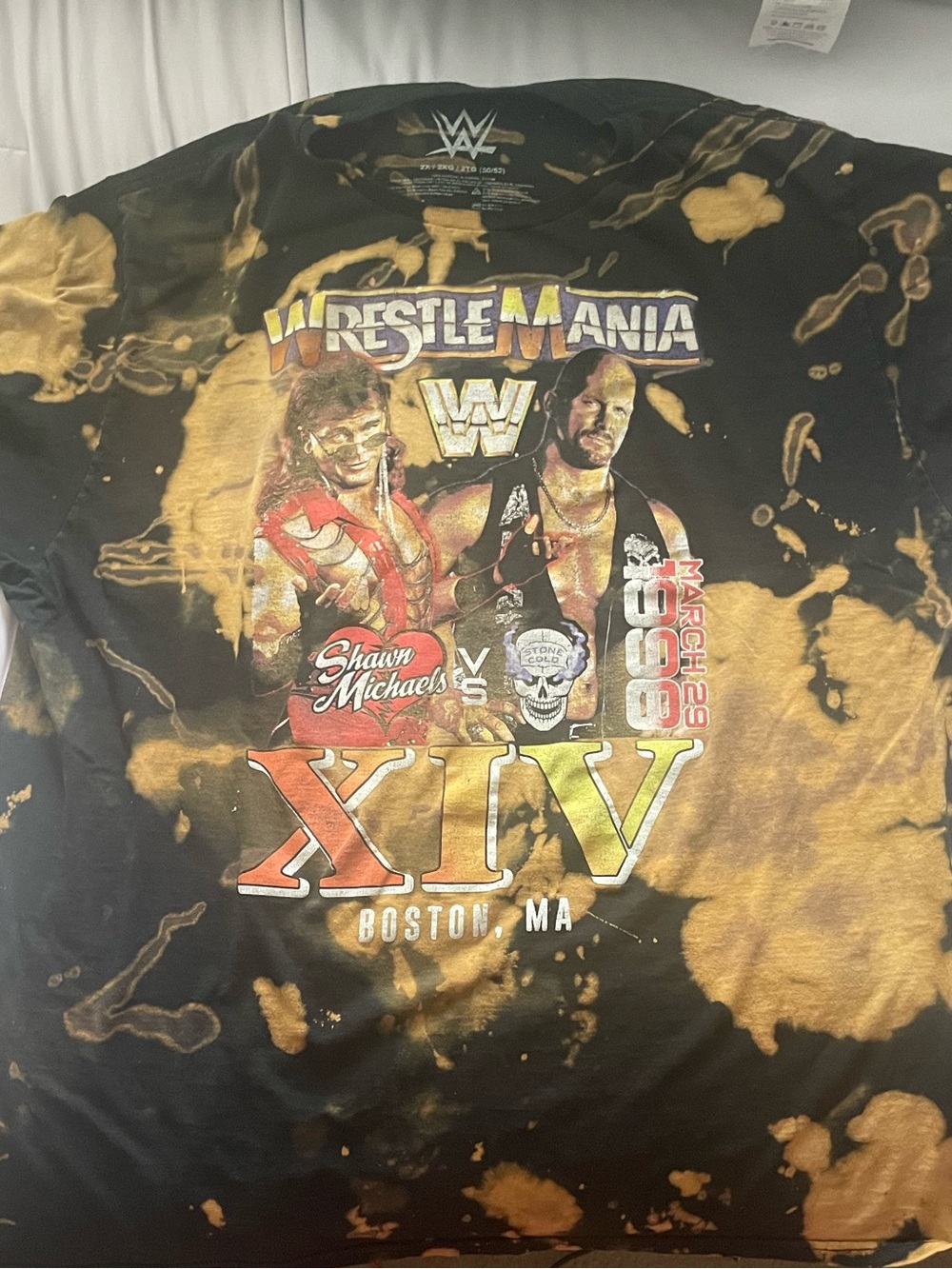 WWE WrestleMania XIV Tie-Dye Graphic Tee - Black & Orange